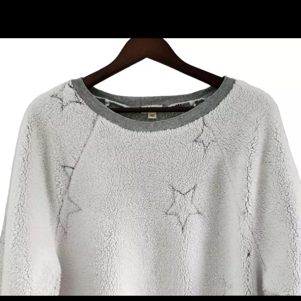 Dylan by True Grit Sherpa Snow Star Crew Sweater Winter White Women Size Small - Picture 2 of 6
